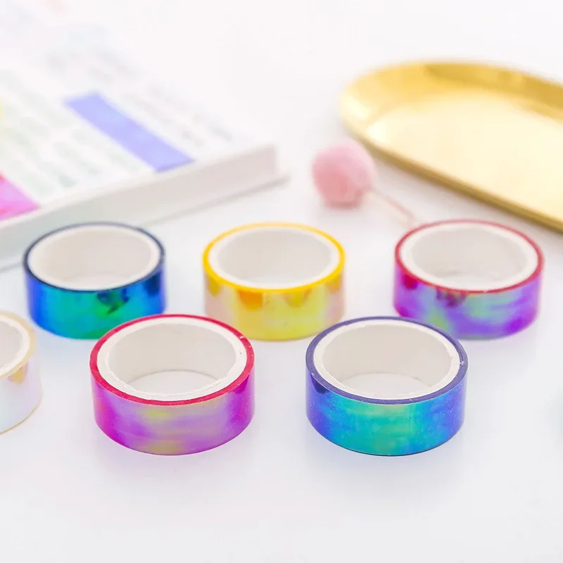1PC New 500cm Holographic RG Prismatic Glitter Tape Hoops Stick Rhythmic Gymnastics Decoration Fitness Equipment Gimnasia