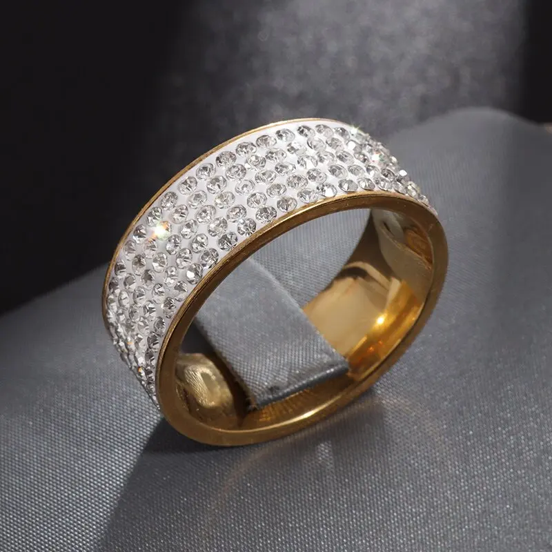 Hip Hop Iced Out Cz Bling Ring Gold/silver Color Stainless Steel Wedding Engagement Rings for Women Men Jewelry wedding rings silver ring womens ring couple rings cubic zircon ring finger rings jewelry rings ring jewelry