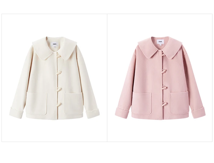 Abrigo de lana sintética para mujer, holgado, con botones de cuerno, color liso, nuevo abrigo de invierno con solapa grande.