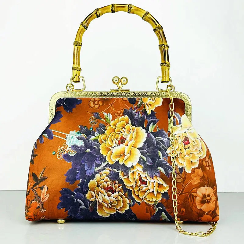 バッグ Vintage shoulder bag flower design Vintage Paray Floral Tapestry Handbag Purse w/ Kiss Clasp