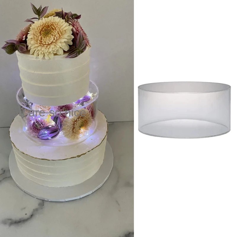 Round Clear Acrylic Fillable Cake Display Board Cake Edge Smoother Scraper Decor Baking Tools Acrylic Fillable Stand Tools