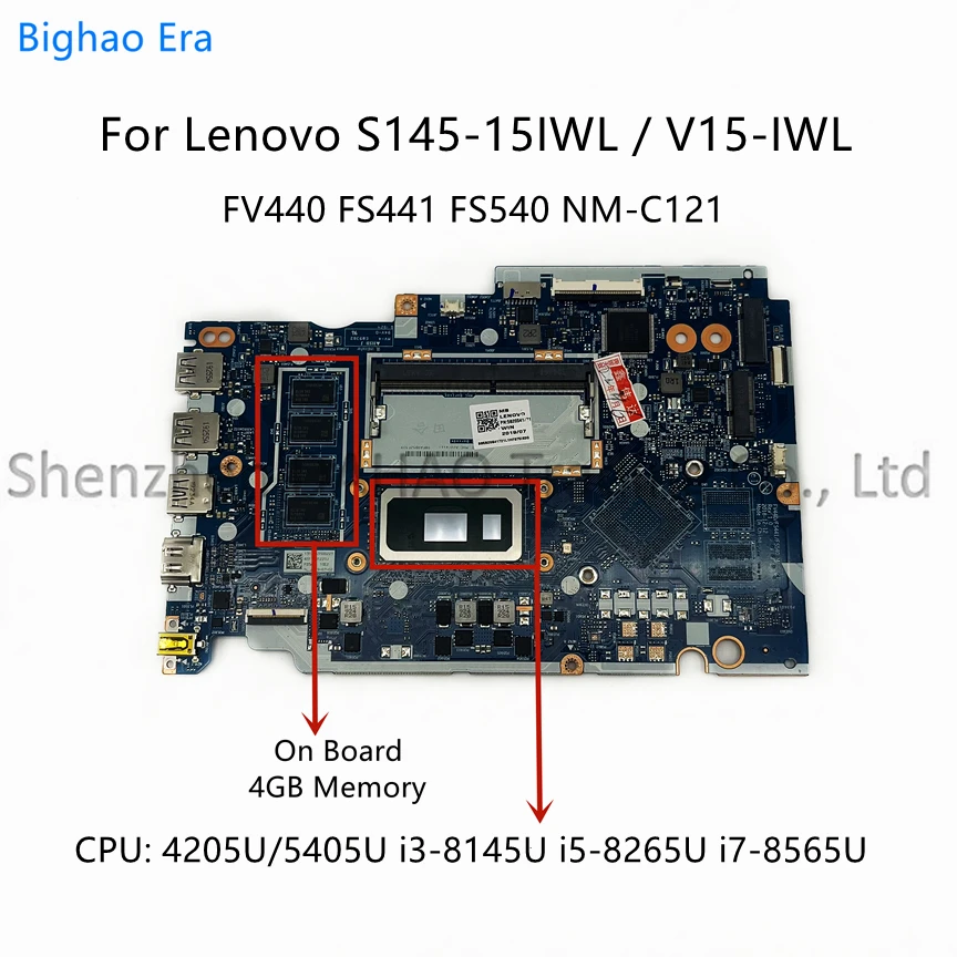 Placa-mãe Portátil para Lenovo Ideapad S14515iwl V15-iwl Fv440 Fs441 Fs540 Nm-c121 Intel i3 Cpu i5 4gb de Ram Ddr4 5b20s41727