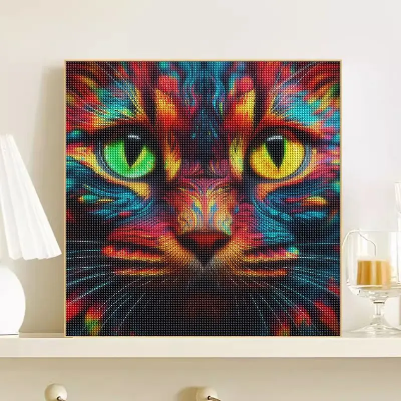 Diamond Painting CHENISTORY 5d Diamond Painting Kit Full Square/Round Drill Abstract Cat Mosaic Diamond Embroidery Animal Beaded Pictures Home Decor