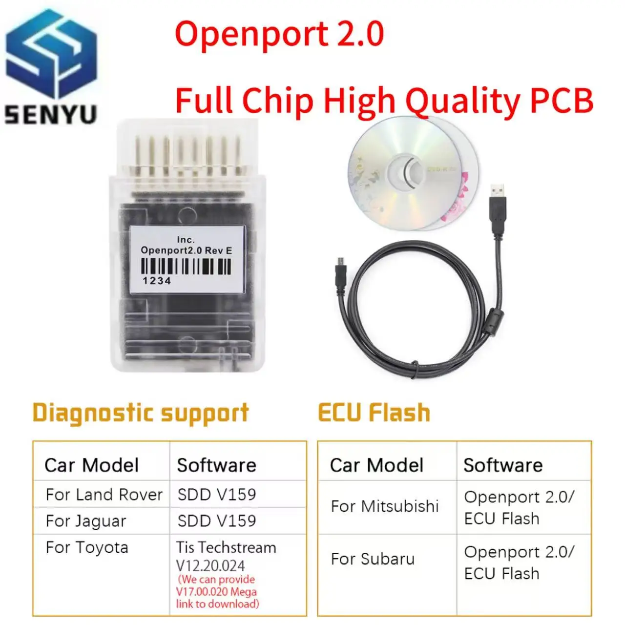 Nuevo Openport 2.0 2026, Herramienta de Ajuste de Chip ECU FLASH, Escáner OBD2 de Chip Completo para Toyota, Conector OBDII Open Port, Herramienta de Diagnóstico Automotriz