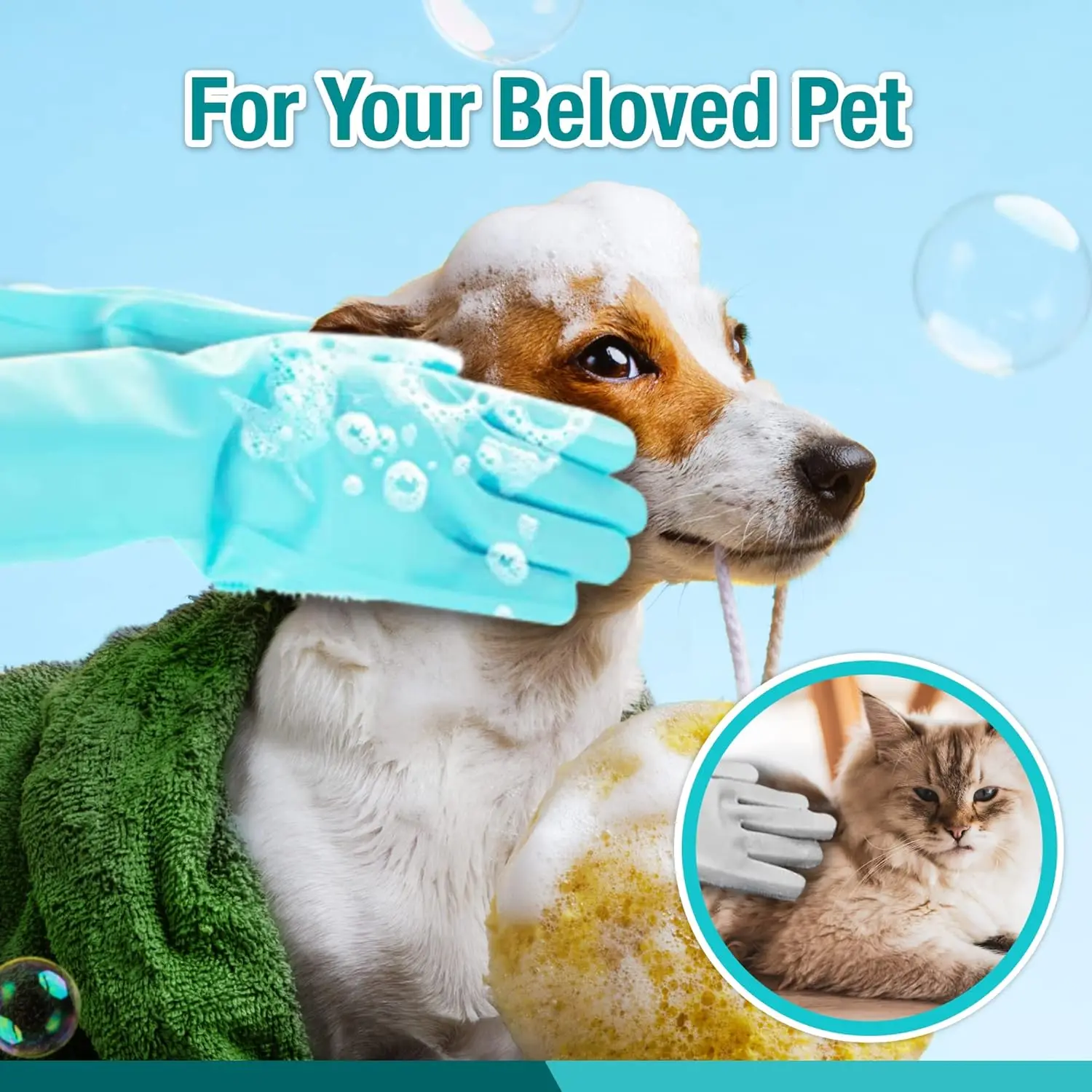 1 Pair of Multi-Function Silicone Cleaning Gloves Brush Pet Grooming Rubber Scrub Gloves To Enhance Pet Hygiene