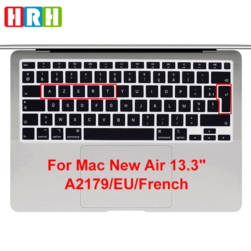 

Черная Силиконовая накладка на клавиатуру с французской раскладкой HRH, европейская версия, протектор для MacBook, новейшая Air 13 touch bar ID A2179 M1 A2337