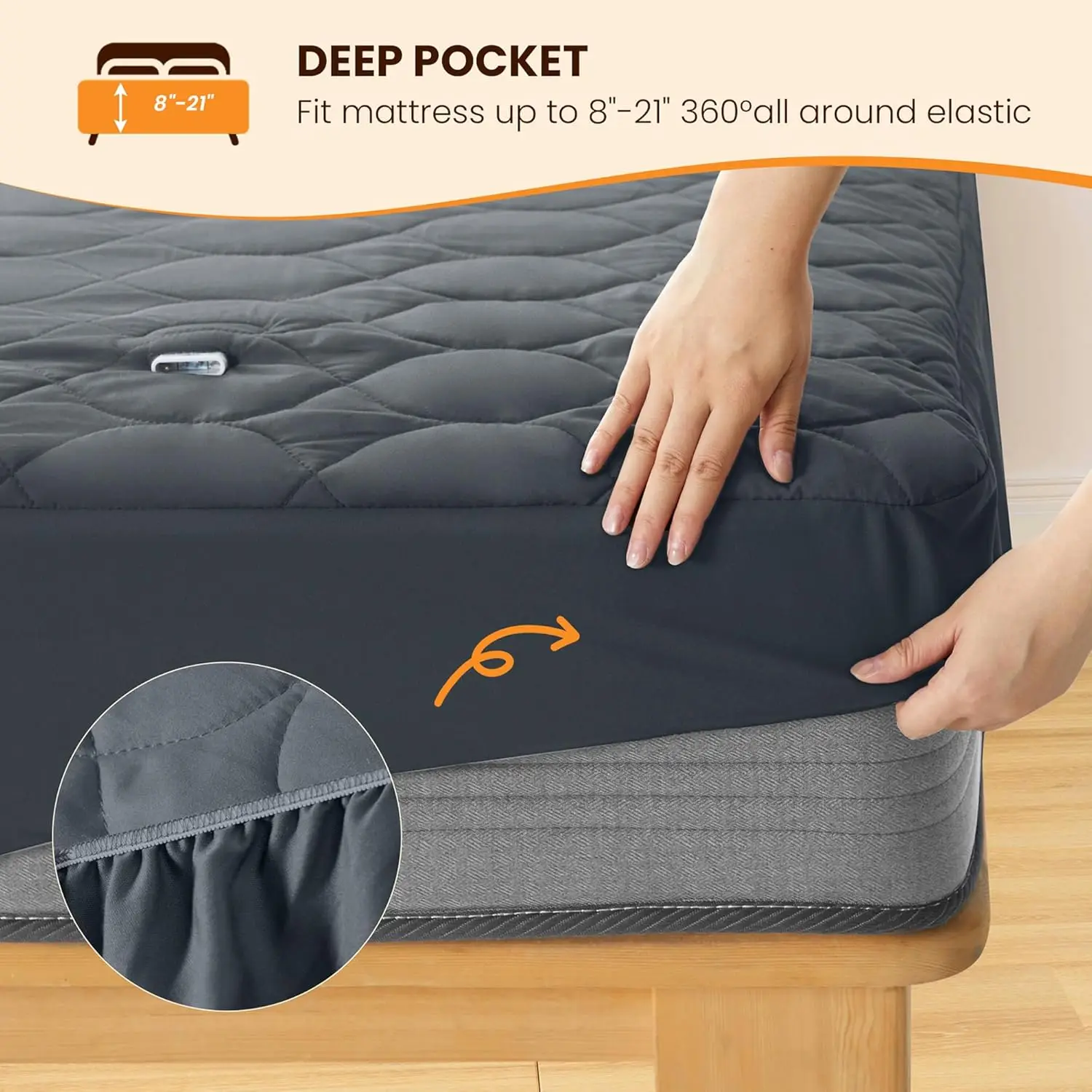 Heated Mattress Pad Queen Size - Dual Control, 6 Heat Settings & 10-Hour Auto Off, Quilted Electric Bed Cover, Bed Warmer