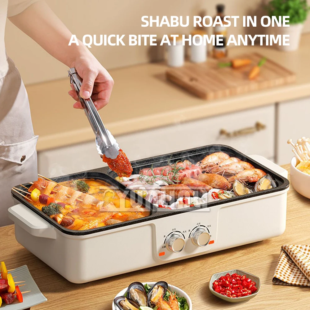 Household Electric Griddle Grill Hot Pot Machine Barbecue Machine