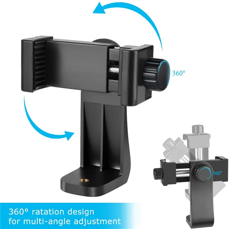 Phone Clip Bracket Universal 360&deg; Tripod Mount Adapter Stand Clipper Selfie Holder Vertical Adjustable For Samsung iPhone Huawe