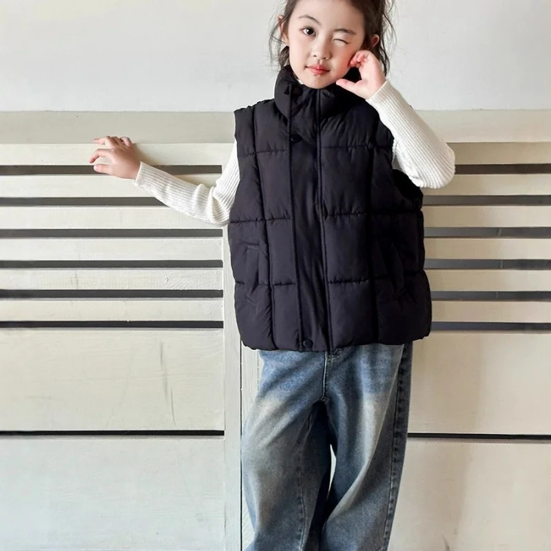2026 새로운 겨울 따뜻한 다운 조끼 소년과 소녀를위한 방풍 자켓 야외 스포츠..