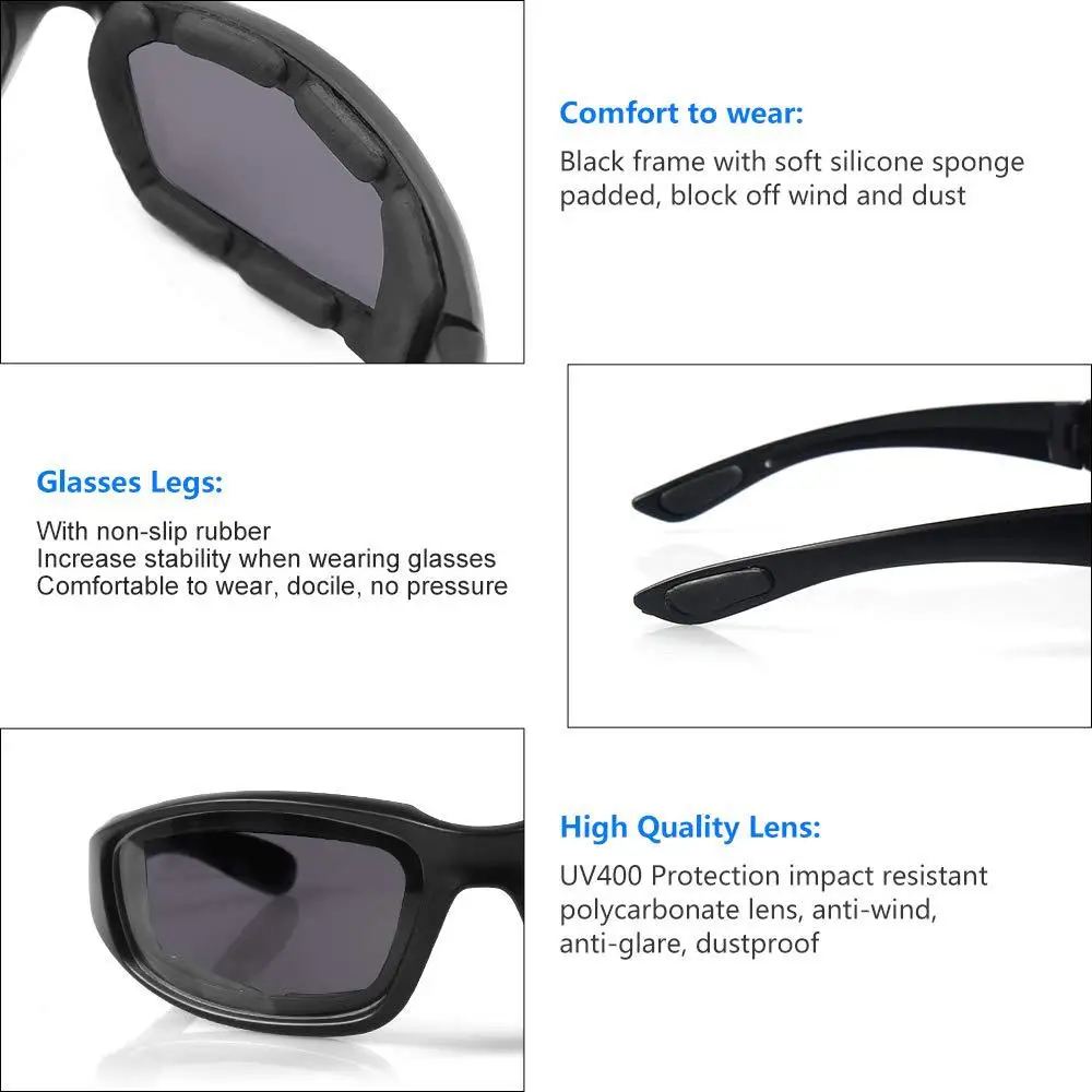 Universal Motorcycle Glasses Polarized Sunglasses for Hooting Eye Protection Windproof Moto Goggles UV400 Antifog Clear Len