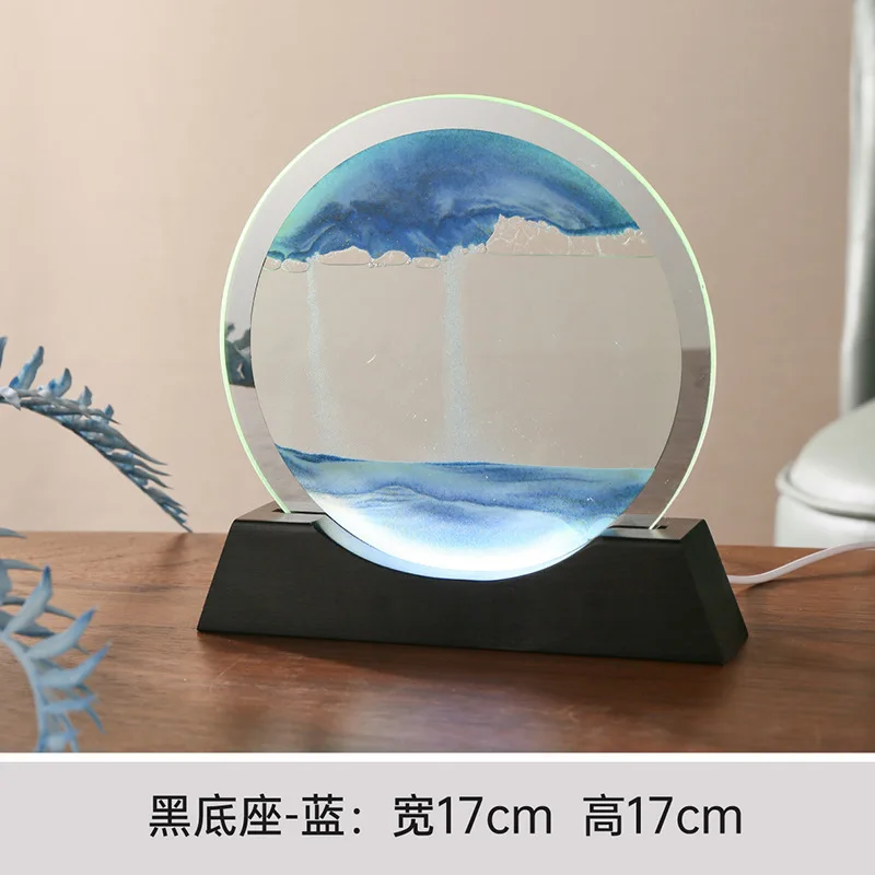 Moving Sand Art with Lighting LED Quicksand Night Light 3D Hourglass Table Lamp Bedside Lamps Sand Painting Home Decor Gifts