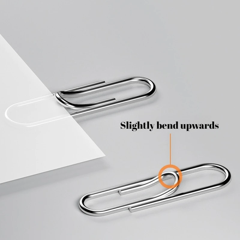 200PCS 학생 스테인레스 스틸 북마크 종이 클립 종이 클립 서류 정리용 실버 종이 클립 사무실 학교 용품