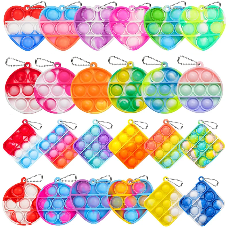 

20pcs Mini Pop Keychain Pendants Fingertip Press Toys for Kids Birthday Party Favors Guest Gifts School Prizes Goodie Bag Filler