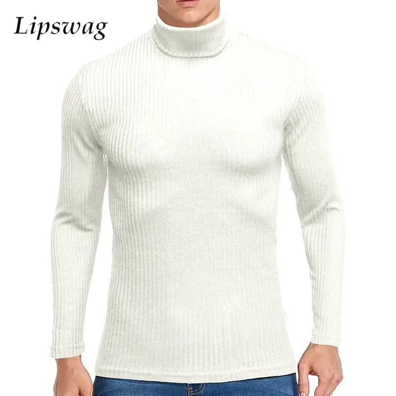 

Bottoming T-shirts Knitted Men Casual Turtleneck Long Sleeve Slim Fit Sweater Tops Autumn Leisure Solid Color Knit Sweater Tops