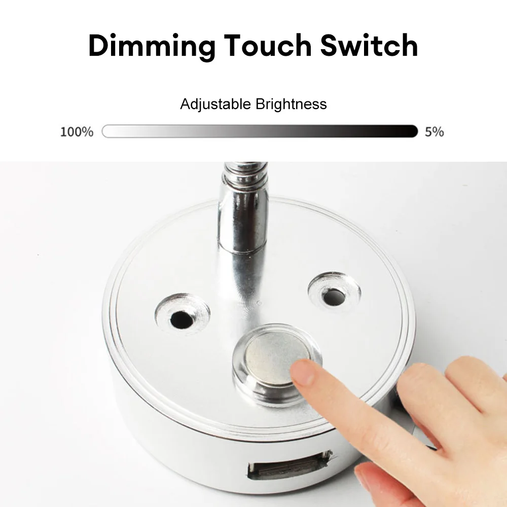 RV Boat LED Reading Light Dimmable Gooseneck Wall Lamp 12V 3W Smart Touch Wall Lamp For Motorhome Yacht Cabin wall light led wall lamp led reading light