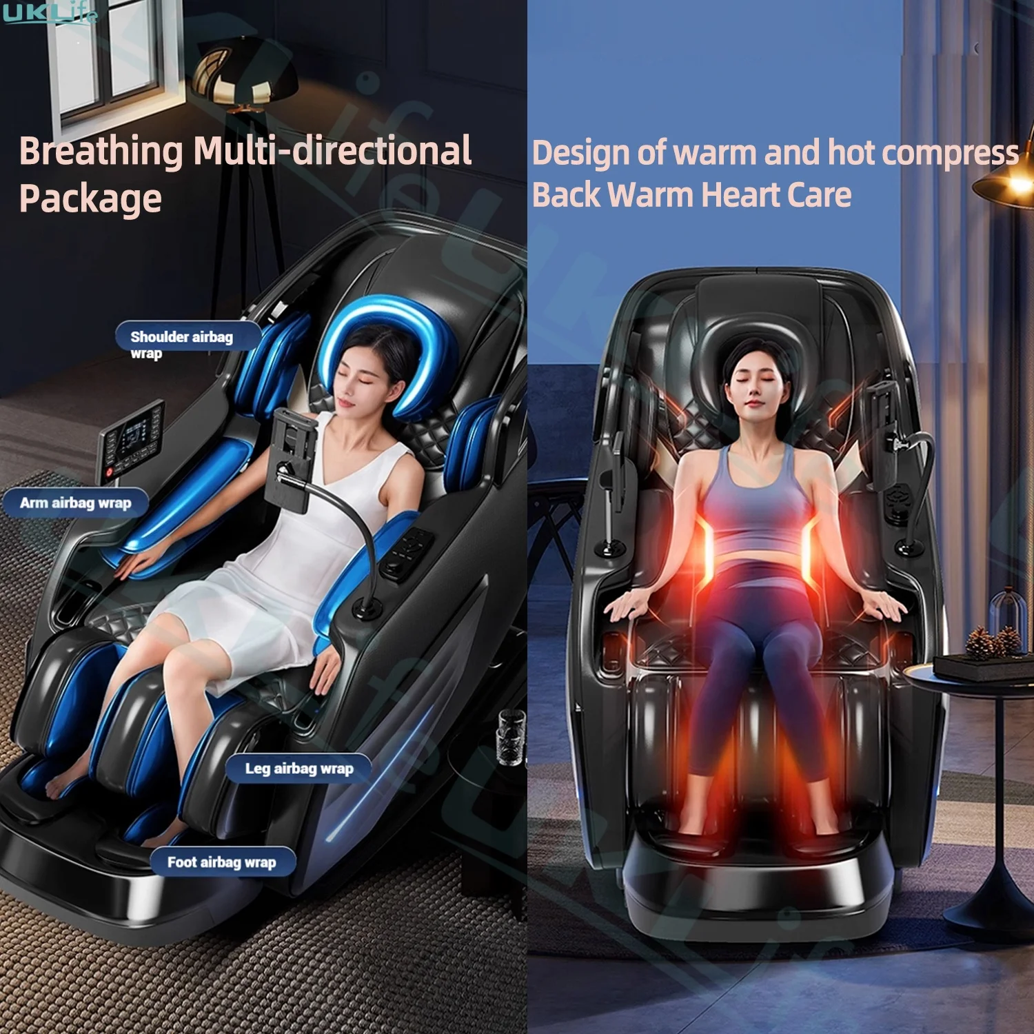 Sedia Massaggiatrice 2025 Aggiornata 6D con Rulli in Giada, SL-Track e Controllo Vocale IA | Sistema Airbag Total Body a Gravità Zero + Riscaldamento - immagine 3
