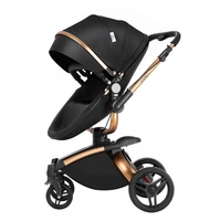 Poussette de luxe 3 en 1 en cuir PU, poussette multifonctionnelle à quatre roues pour bébé nouveau-né, voiture 360 ° 4