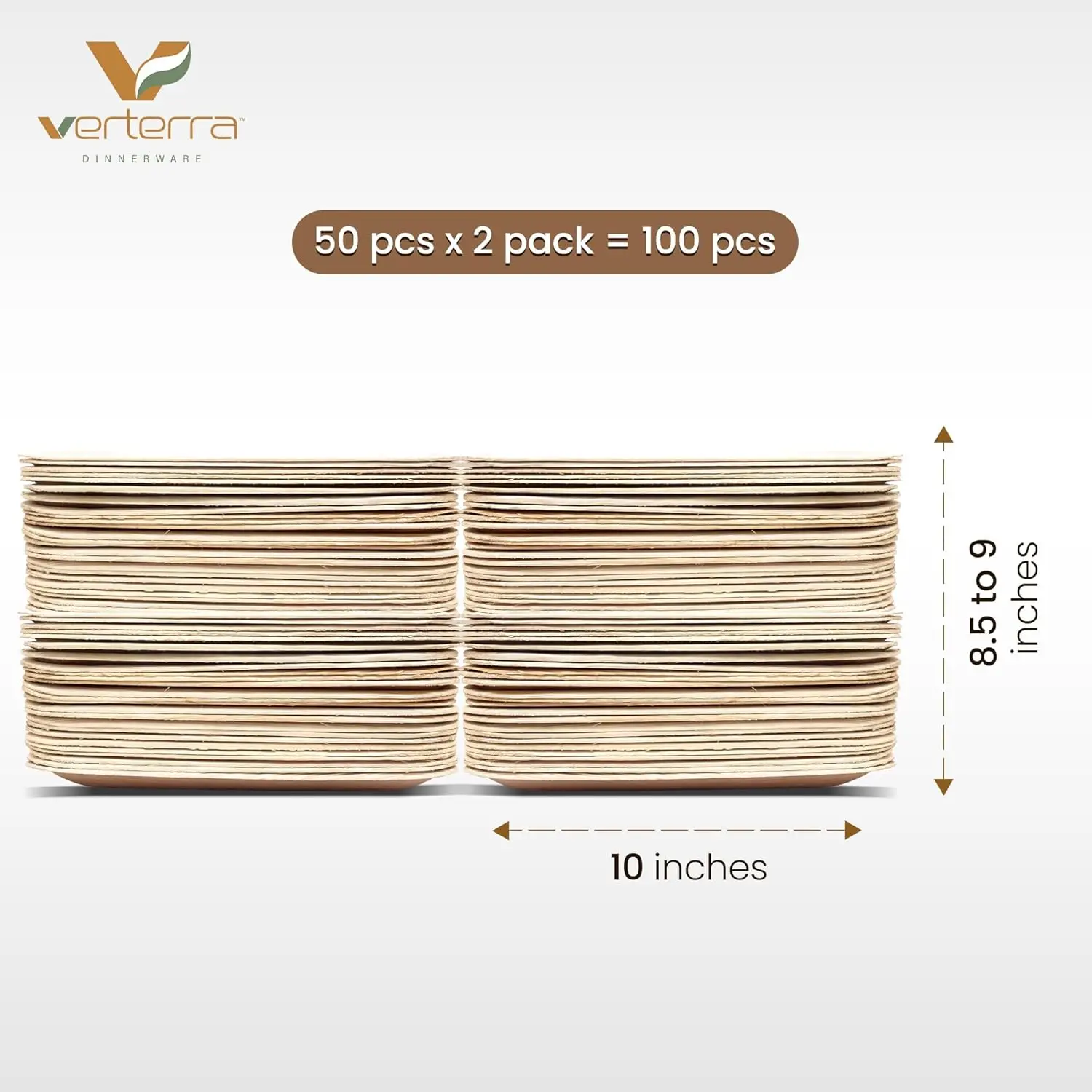 Palm leaf plates-10 inch square, 100 pack &ndash; Like Bamboo plates, Disposable and Eco-friendly dinnerware in bulk for Events