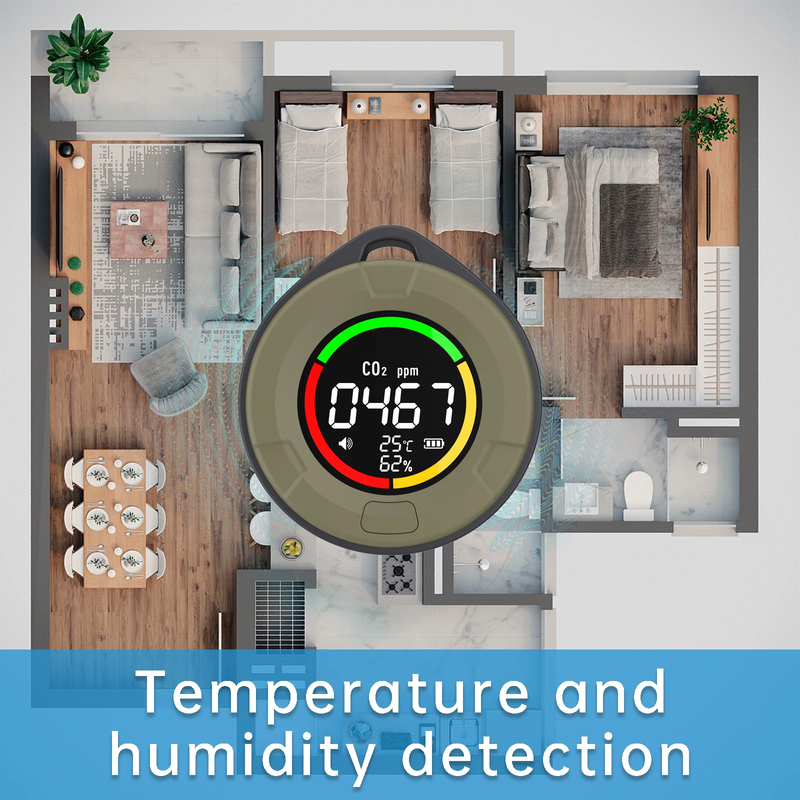 Protmex 10E 4 in 1 Portable Carbon Monoxide Detector CO2 Air Quality Monitor RV Carbon Dioxide Detector Alarm Temp/Humidity