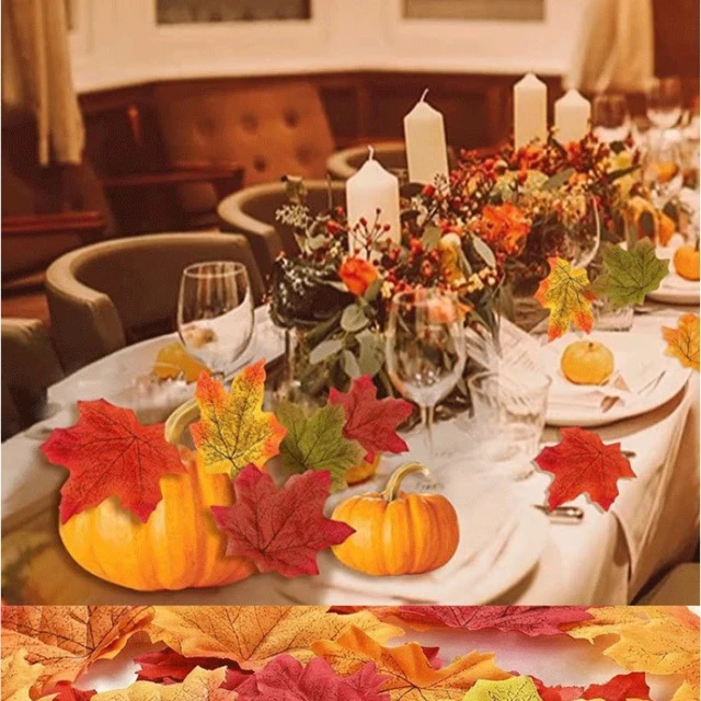 50/100/200 Pcs Artificial Maple Leaves – Autumn Silk Fall Leaves for Thanksgiving, Halloween, Christmas, Wedding & Home Décor 5