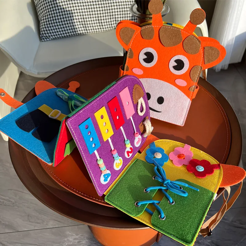 

Kid Basic Life Skills Toys Montessori Busy Board Backpack Sensory Activity Toys Toddlers Early Education Training Development
