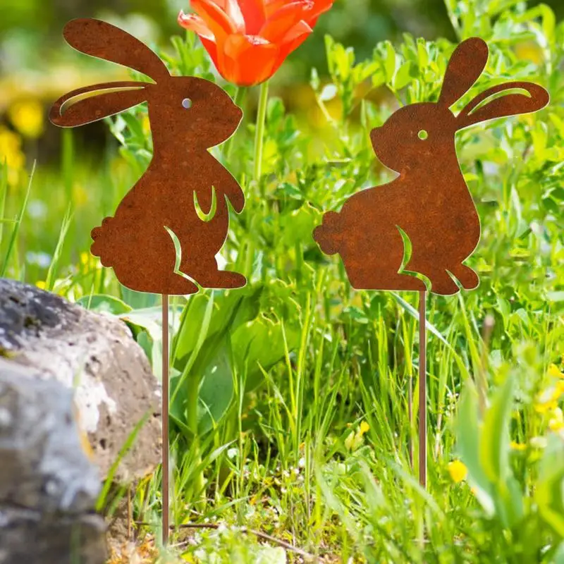 Easter Lawn Decorations Easter Cute Bunny Iron Ground Insert Home Outdoor Decoration Supplies Garden Plug Photo Props For