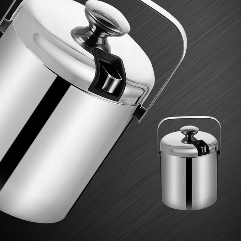 뚜껑과 집게가 있는 아이스 버킷, 이중벽 스테인리스 스틸 보냉 아이스 버킷, 스트레이너가 있는 샴페인 와인병 A-ABVK