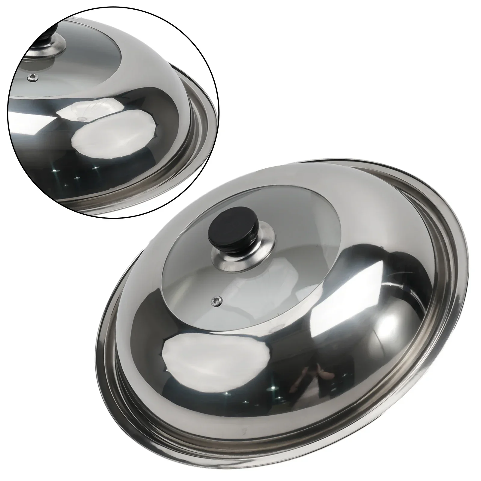 Stainless Steel Pot Lid Heightening Thickening Wok Steamer Electric Pot Lid Visible Cover Cookware 28cm 30cm 32cm 34cm 36cm 38cm