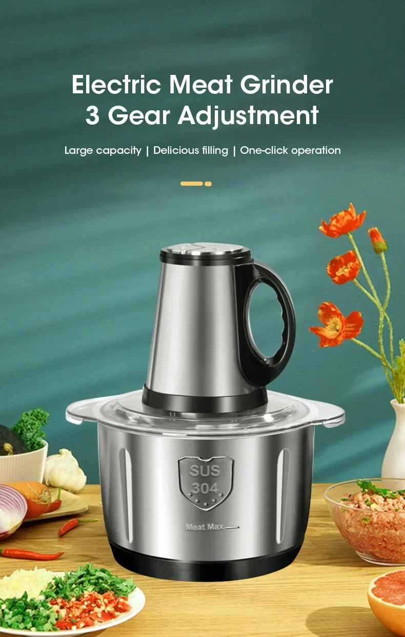 Description Picture 2 of item5L Electric Meat Grinders 304 Stainless Steel Food Crusher Multifunctional Vegetable Slicer Chopper Mincer Baby Food Processor