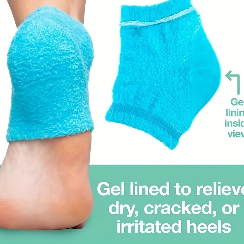 1Pairs Moisturizing Gel-Lined Heel Socks, Toeless Fuzzy Spa Socks for Dry Cracked Heels Relief