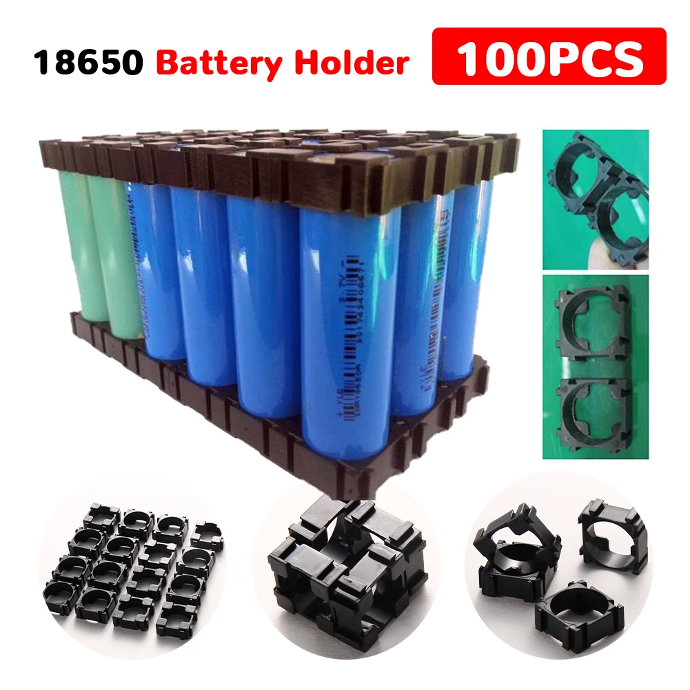 100Pcs 18650 Li-ion Cell Holder Portable 18650 Cylindrical Battery Storage Brackets with Battery Installation Hole Plastic Case