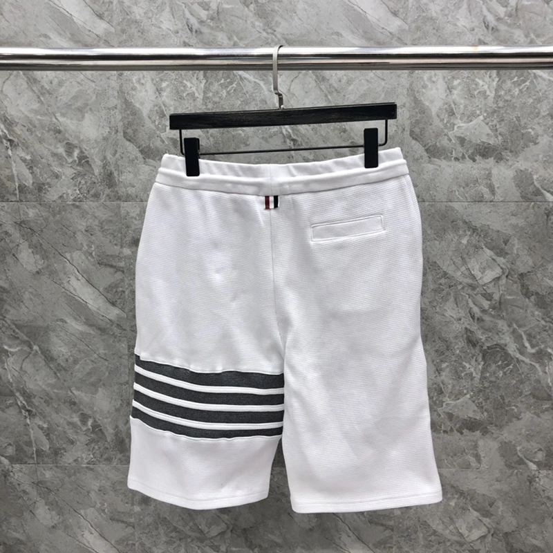 Men's Shorts Summer New Casual Sweatpants Gym Workout Sport Short Casual Pants For Male Classic 4-Bar Striped High Quality Short