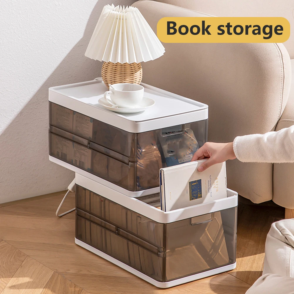 Plastic Storage Bins Foldable Closet Organizers Stackable Clothes Storage  Box Drawer Organizers with Lid for Clothing Books Toys - AliExpress