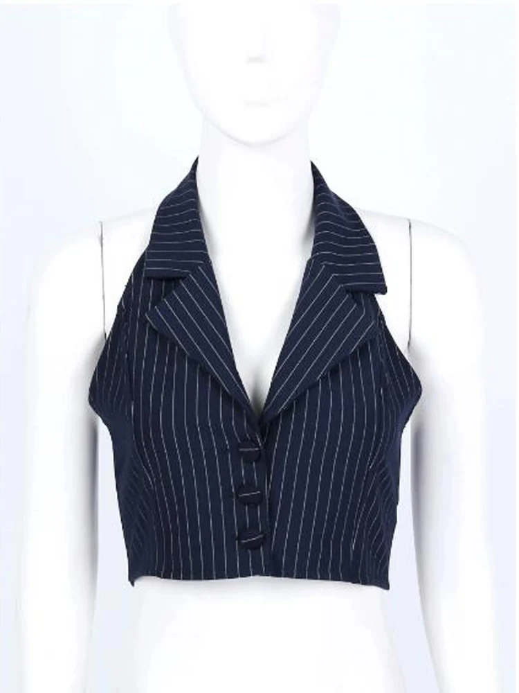 

Camisole Women's Fashion Vests Backless Stripe Women's Vest 2023 Sleeveless Tops Coats Jackets Clothing Women's Bolero