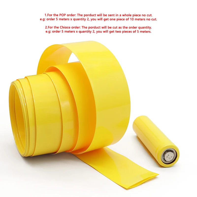 Description Picture 2 of item1m~20m 18650 Battery Pack Wrap PVC Heat Shrink Tube Yellow 7mm~200mm Insulated Heat Shrinkable Cable Sleeve Protector Film Case