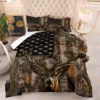 Wild Deer Comforter Sets for Kids Teens, American Flag Camo Bedding Sets Full Size Comforter Sets with 1 Comforter 2 Pillowcase 2