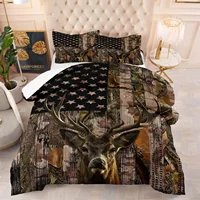 Wild Deer Comforter Sets for Kids Teens, American Flag Camo Bedding Sets Full Size Comforter Sets with 1 Comforter 2 Pillowcase 2
