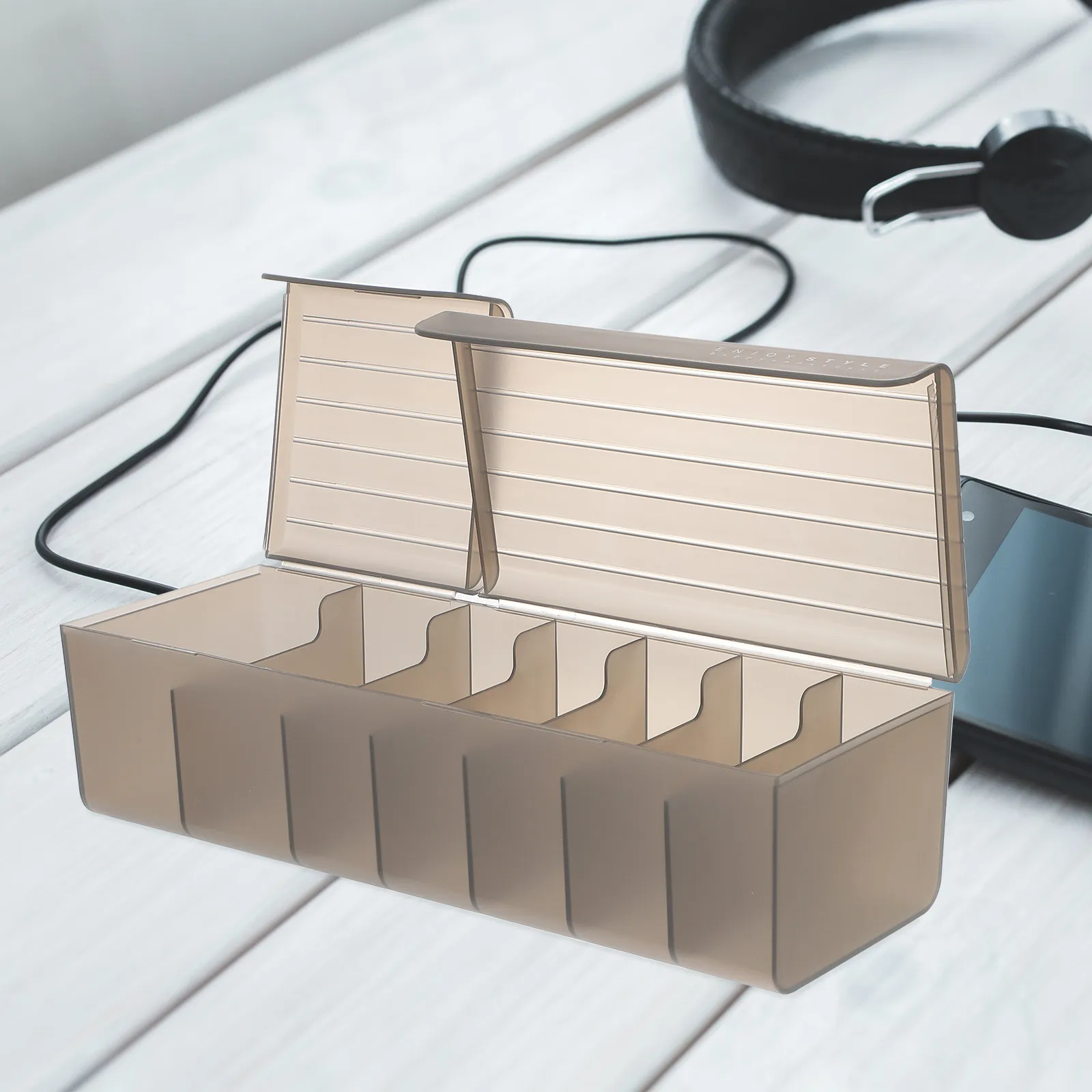 데이터 케이블 정리함 7슬롯 슬림형 코드 보관 케이스 데스크탑 코드 관리 충전 케이블 정리함