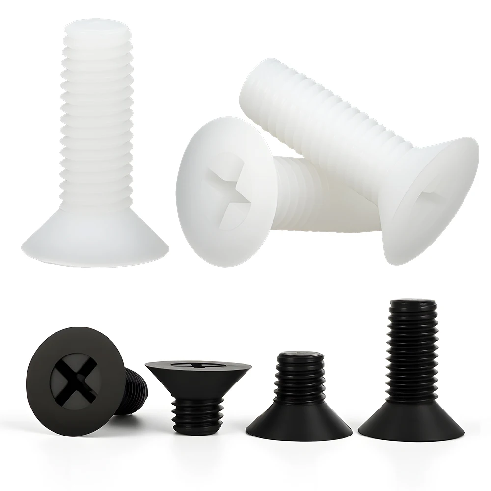 M2 M2.5 M3 M4 M5 M6 M8 Plastic Phillips Cross Nylon Flat Head Machine Threaded Insulate Screw Countersunk Bolt