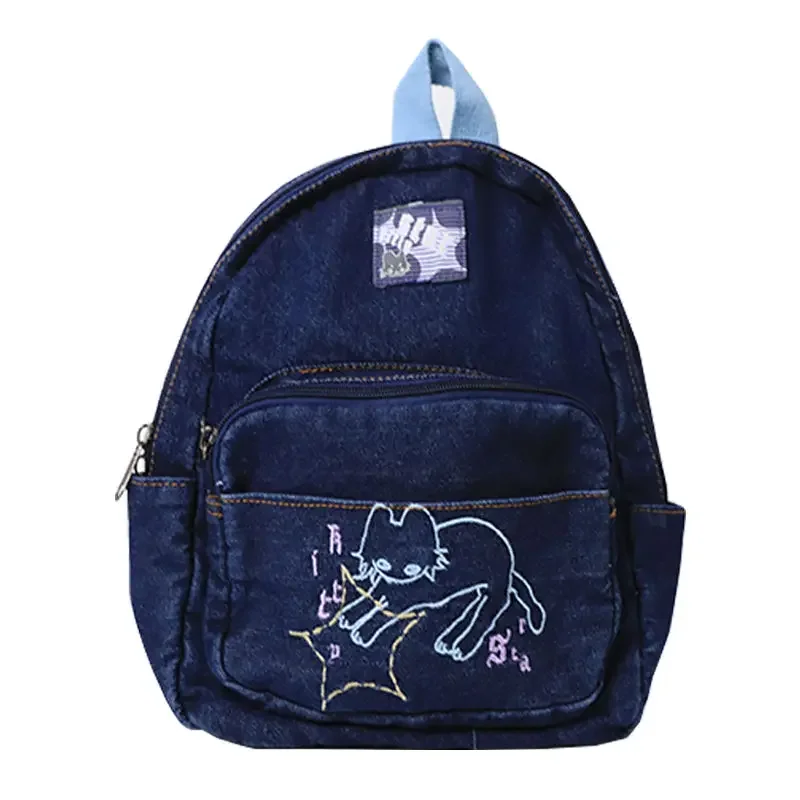 2025 New Denim Korean All Match Schoolbags Kawaii Women Students Vintage Trendy Backpacks Y2k Aesthetic Cartoon Preppy Handbags 5