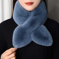 Faux Rex Rabbit Fur Scarf Male Female Winter Thickened Warm Double-sided Neck Cover Neck Protection Faux Fur Plush Scarf 1