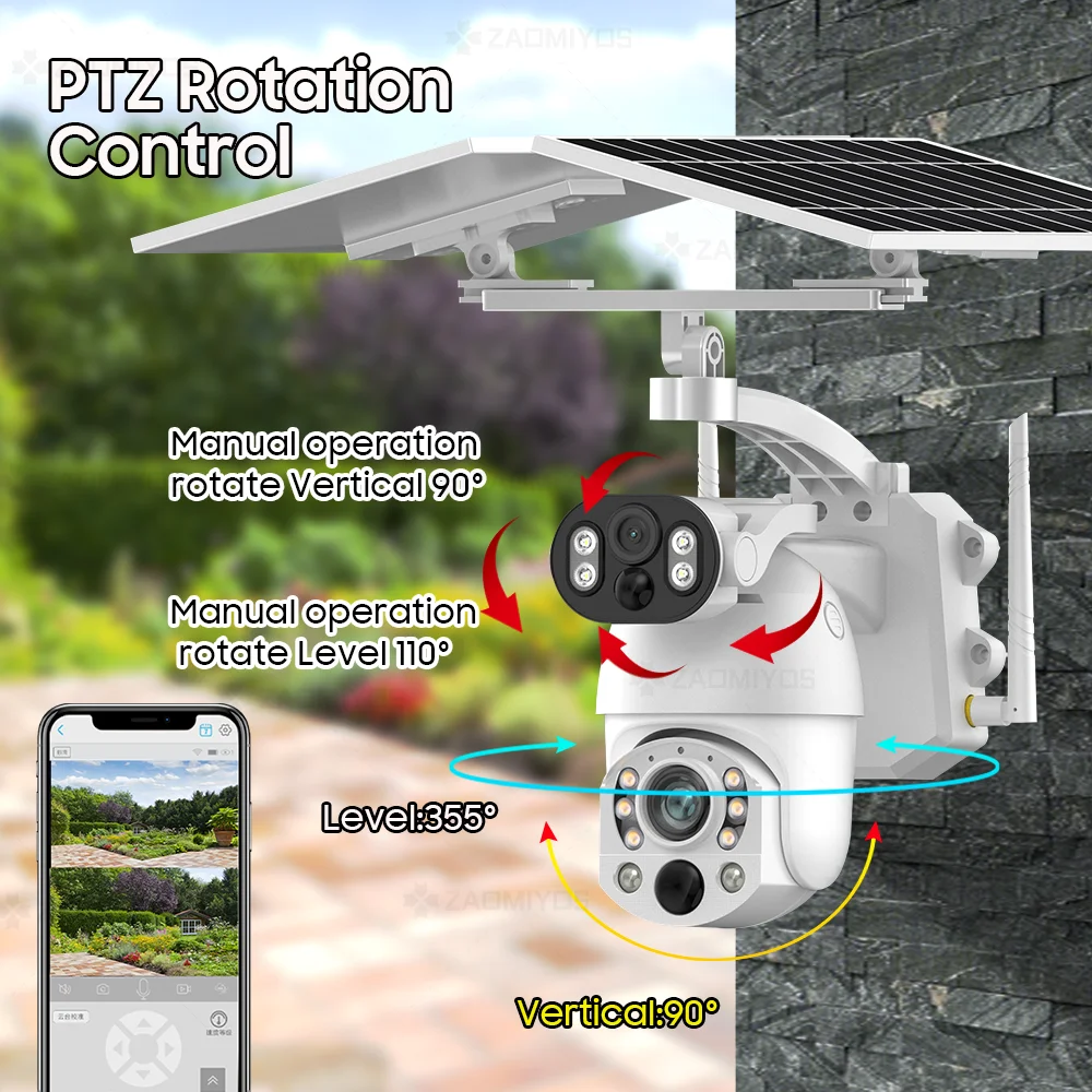 4K 4G Solar Camera WiFi Dual Screen Security PTZ Surveillance 50X Optical Zoom Outdoor Motion Detection Night Vision CCTV IP Cam 6