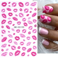 3D Sexy Lips Nail Stickers Leopard Print Love Heart Letter Pink Rose Red Lips Valentines Manicure DIY Romantic Nail Decoration 2