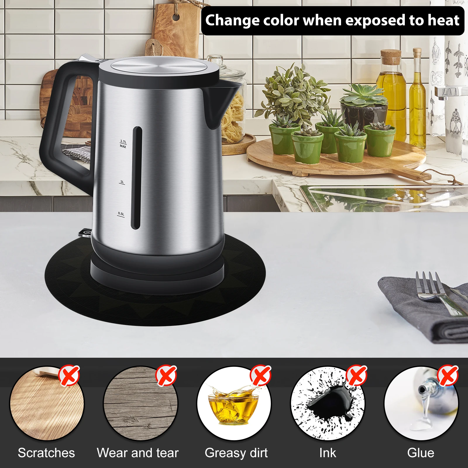 Tappetini Per Piano Cottura A Induzione 2pz - Antigraffio Termocromico In Silicone, 24cm