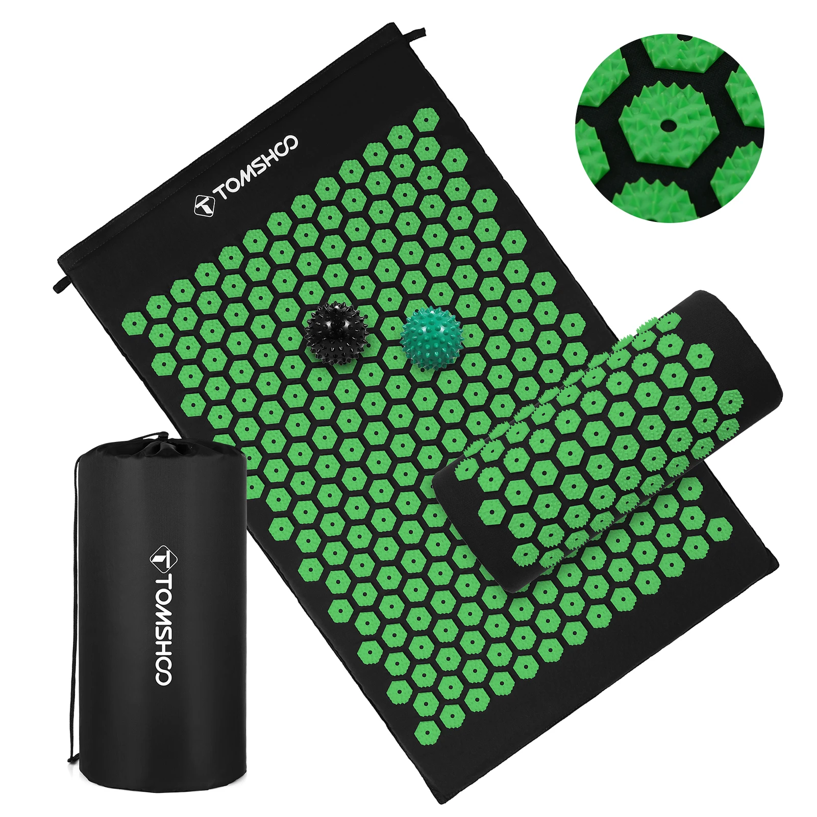 TOMSHOO Acupressure Mat and Pillow Massage Set with Bag for Muscle Relaxation Stress Relief Leisure mat