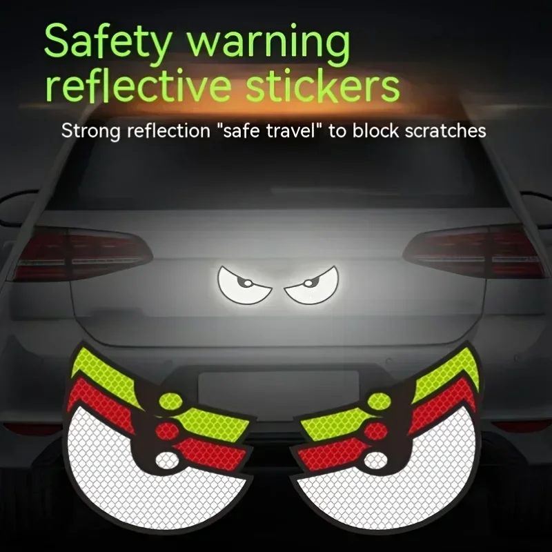 2pcs/Set Reflective Car Stickers - Improve Your Vehicle's Visibility and Safety with Devil Eye Stickers!