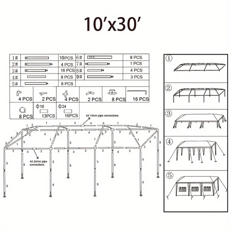 10'x20' Gazebo Party Wedding Tent Canopy Outdoor Heavy Duty Pavilion White