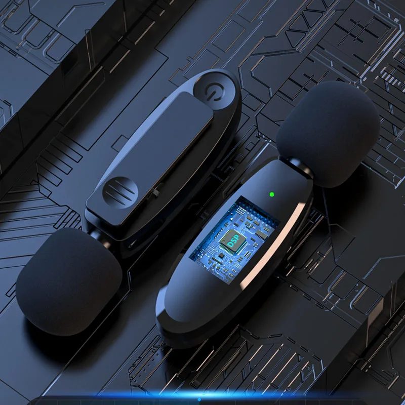 Wireless Lavalier Microphone Portable Audio Video Recording Mini Mic For Iphone Android Live Broadcast Gaming Phone Microfonoe