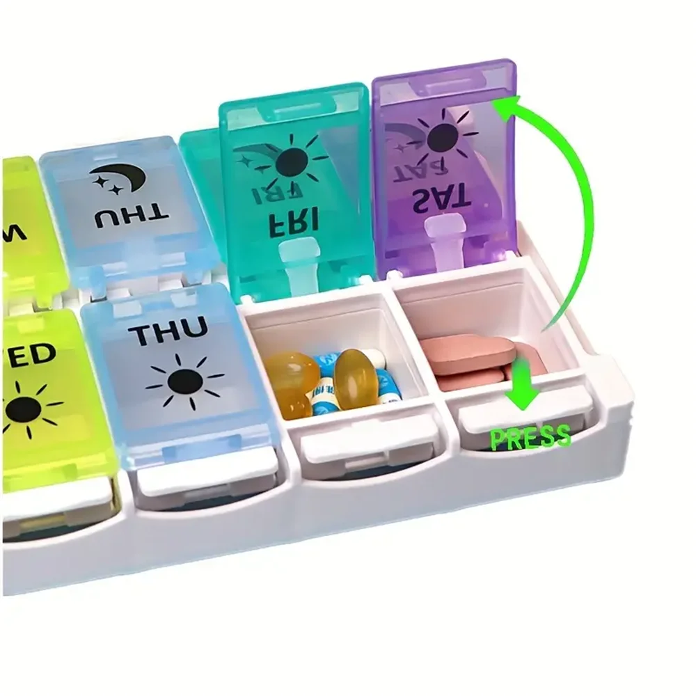 Compact Weekly Pill Organizer & Daily Dispenser Stand - Cute Travel Medication Box